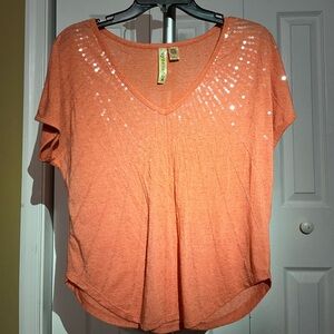 Women’s Orange Sparkly Top